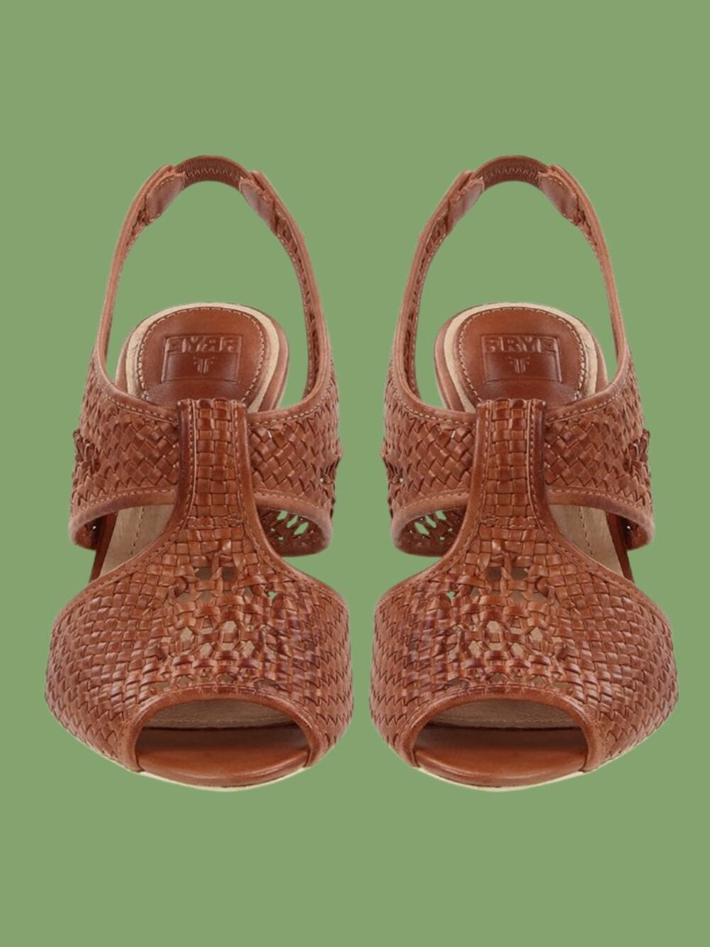 FRYE Vintage Ramsey Leather Slingback Sandal Wooden Heel - Size 9.5 - Like New